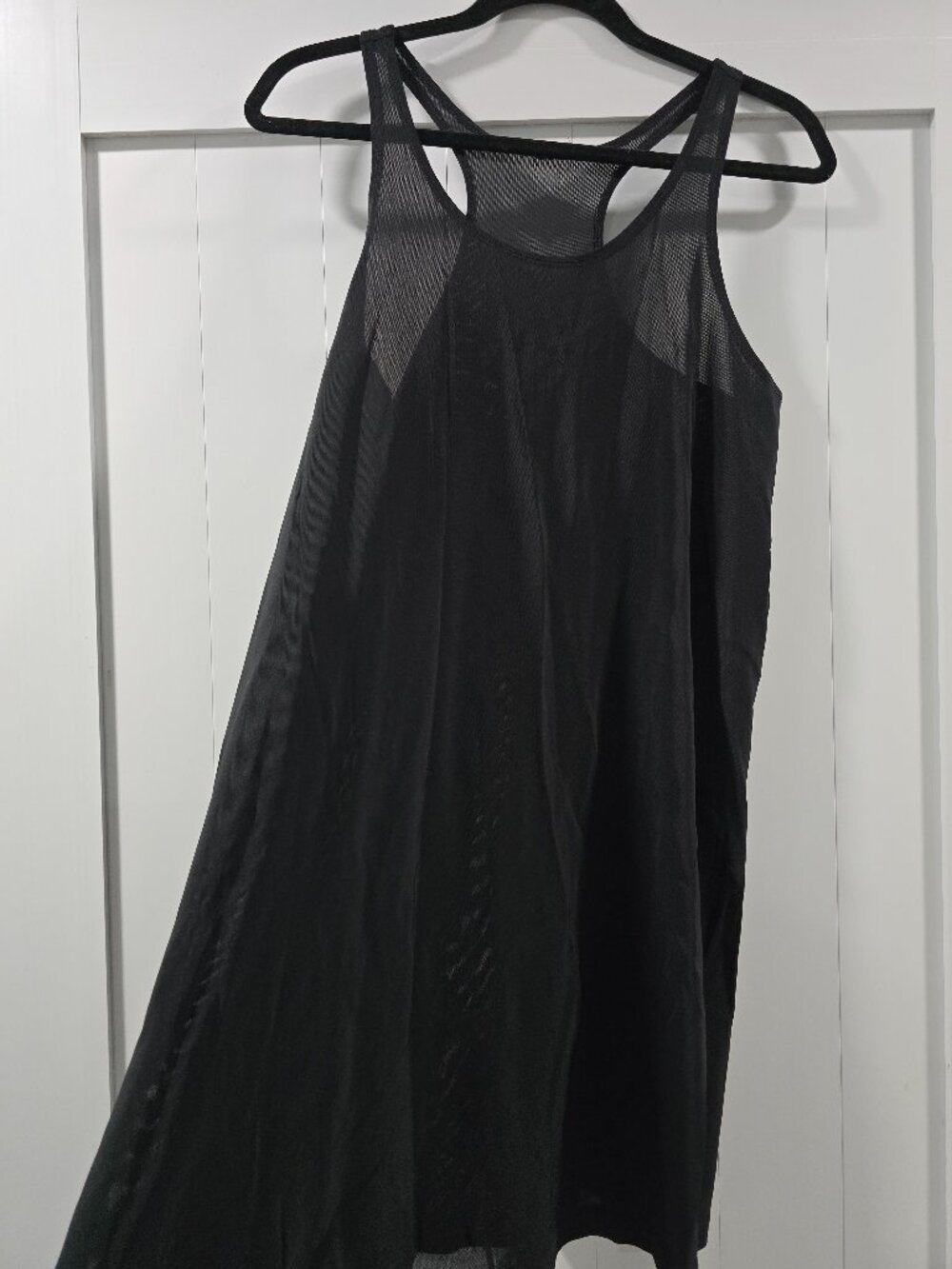 Black Sheer Mesh Swim Cover Up Dress Racerback Size M Beach Resort